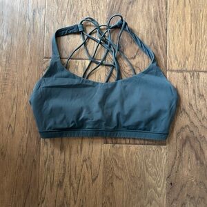 Women's Strappy Sports Bra - Dark Green
